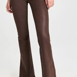 New 👍 FRAME Le High Flare 🧥 Coated 👖 Jeans Dark Chocolate ❤️