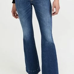 Cheap ❤️ Good American Good Legs Flare Deep V Back 👖 Jeans Blue843 ⭐