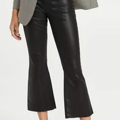 Cheap 🛒 L'AGENCE Kendra High Rise Crop Flare 👖 Jeans Noir 🧥 Coated ✨