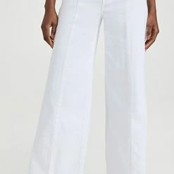 Best Pirce 😀 L'AGENCE Sandy High Rise Wide Leg 👖 Jeans Blanc 🤩