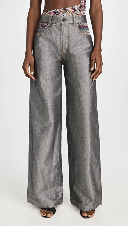 Discount ✔️ Missoni Metallic Trousers Silver Denim ⭐ 3 Discount ✔️ Missoni Metallic Trousers Silver Denim ⭐
