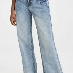 Best Pirce 🤩 One Teaspoon Jackson Mid Waist Wide Leg 👖 Jeans Sunbleach Blue 👏