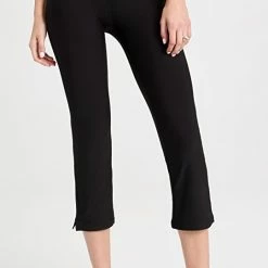 Discount ⌛ Plush Fleece-Lined Cropped Flare Leggings Black 💯