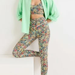 Flash Sale 😀 Sincerely Jules For Bandier Rowan V Seam Leggings Multi Micro Floral 🎁